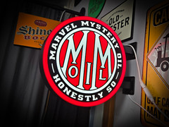 Marvel Mystery Oil LED Lightbox Sign 3D Printed Round Wall Mount Man Cave
