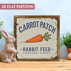Carrot Patch Rabbit Feed Wooden Plaque Easter Retro Farmhouse Wall Decoration
