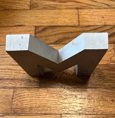 Vintage Industrial Aluminum Metal Sign Letter M, 6in. tall x 5.65in. wide.