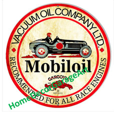 Vacuum Oil Company Mobil oil Round Metal Sign, 4 Sizes, Vintage Style Garage Art