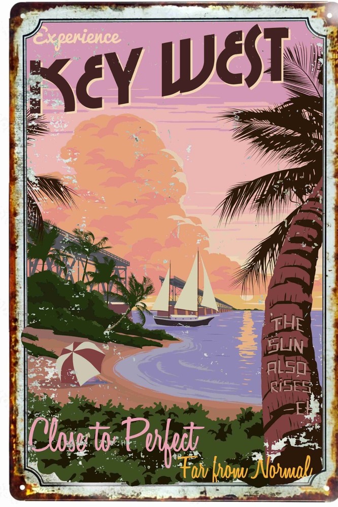 Key West Florida Tin Sign 8 x 12 ALL METAL