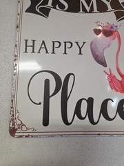 The Porch Is My Happy Place Flamingo 8×12 Rustic-looking Metal Sign