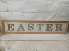New* “EASTER” L Frame Sign Decor Green 28″ Bunny Farmhouse Holiday Eggs Spring ~
