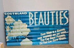 Southland Beauties Brand Rustic Petina 21.5″x12″ Metal Advertisement Garden Home