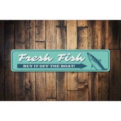 Fresh Fish Sign, Fish Decor, Fisherman Aluminum Metal Decor Sign