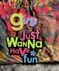 Girls Just Want To Have Fun Wood Hanging Sign Kids Teens Room Decor