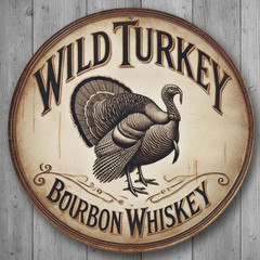 Wild Turkey Bourbon Whisley 12″ Diameter Novelty Metal Sign Made In USA New!