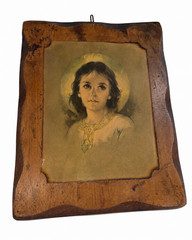 Vintage Child Portrait Wooden Plaque Wall Art Rustic Primitive Farmhouse Decor