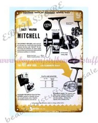 1955 Mitchell Garcia Salt Water Fishing Ree metal tin sign home deco shop