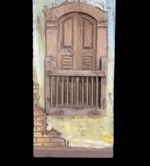 VTG Hand Carved Wood Facade Wall Hanging Decor Panel Painted Art 19.5” House