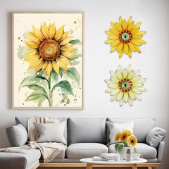 Hogardeck 2 PCS 11″ Metal Sunflower Wall Decor for Indoor Outdoor, Sunflower Kit