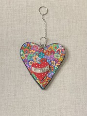 Artisan Colorful Millefiori Heard Shaped polymer clay Hanging Wall Decor
