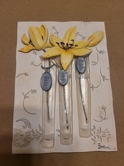 Boem 3D Wall Art Yellow Flowers In 3 Vases 4½”x 6¼” FAITH,HOPE, LOVE