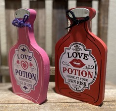 Valentine’s Day Love Potion Bottles Set of 2, Guaranteed To Fall In Love Sign