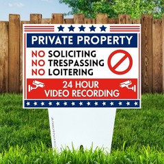 Private Property Yard Sign No Soliciting No Loitering No Trespassing 2 padk