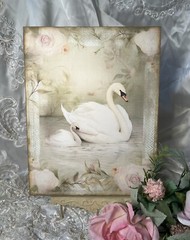 Swan, Shabby Chic, Romantic Cottage Style Handcrafted Plaque, Sign #2