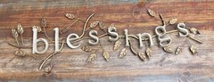 Hanging Sign Blessings with Leaves Metal & Plastic Autumn Decor 28”x9”