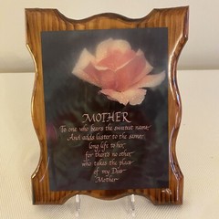VTG Mother Poem Lacquered Wood Wall Plaque Hanging 1980s Mothers Day 9” Oak