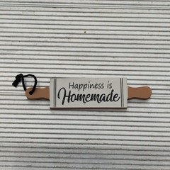 Happiness is Homemade Refined Rustic Hanging Wall Plaque Sign Rolling Pin Wood