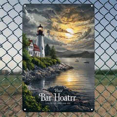 Portland Bar Hooten Lighthouse Retro Metal Sign Coastal Nautical Wall Art Decor