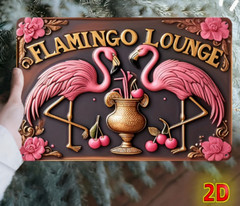METAL ART-Flamingo Lounge Retro Metal Sign (8″ x 12″) – Wall Art