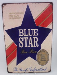 Blue Star Beer Newfoundland Tin Sign Canadian Brewery Bar Pub Wall Decor