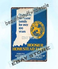 Hoosier Homestead Farm Indiana Historical Bureau Agriculture metal tin sign