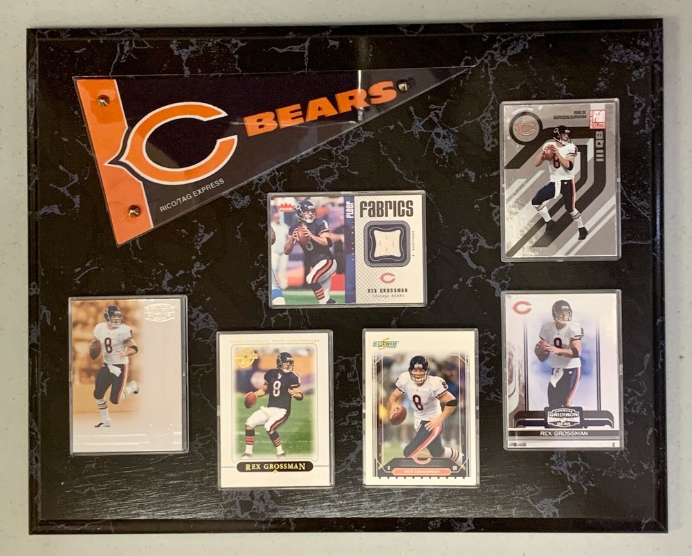 Rex Grossman Chicago Bears NFL Mini Pennant 6-card Jersey Black Marble Plaque