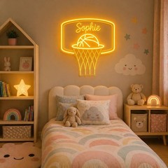 Custom Basketball Hoop Name Neon Sign Personalized Kids Room Boys Bedroom Decor