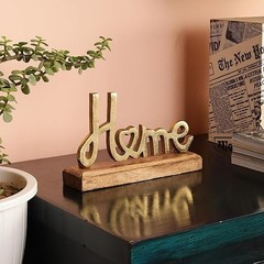 Decorative Metal Word Sign with Wooden Base Living Room Home Décor Gift