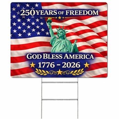 18×14 Inch Double Sided Patriotic Yard Sign with Metal Stake, God Bless Ameri…
