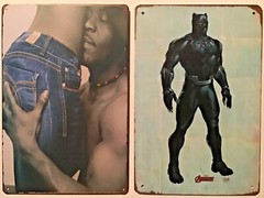 8×12 TIN SIGNS 2pc SET Black Panther Avengers superhero man woman couple love