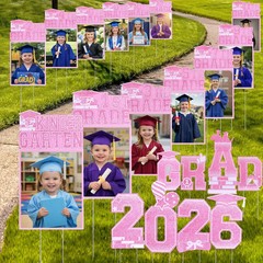 Amyhill 21 Pcs 2026 Grad K12 Graduation Photo Yard Signs with Stakes Class of…