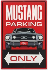 Ford Mustang Red, White and Blue Round Metal Sign – Vintage Car Tin Metal Signs