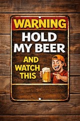 Funny Hold My Beer And Watch This Warning Sign Man Cave Bar Garage Aluminum 8×12
