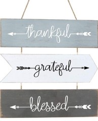 3 Pieces Thankful Grateful Blessed Wooden Signs Hanging Wall