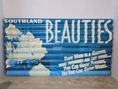 Southland Beauties Brand Rustic Petina 21.5″x12″ Metal Advertisement Garden Home