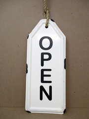 Painted Metal OPEN CLOSED Sign Primitive Rustic Kitchen Business Kitsch Decor