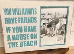 Sixtrees Beach House Friends Wood 5×7 Photo Box Frame Novelty Coastal Decor Aqua