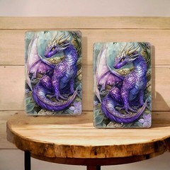 Purple Dragon Metal Wall Sign – 8×12 Fantasy Decor for Fans of Dragons & Myth