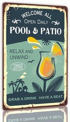 Nwijvsn Welcome to Our Poolside Paradise Tin Metal Signs 8×12 Vintage Retro Pool