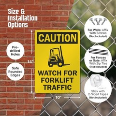 Heavy-Duty, Weatherproof Caution Sign – 10″ x 14″ Forklift Traffic Warning