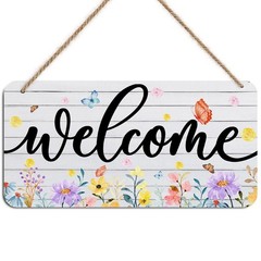 Spring Summer Wildflower Welcome Signs Wall Decor, Butterfly Wooden Wall Art,…