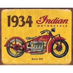 1934 Indian Tin Sign – 16″W x 12-1/2″H, Made in USA #DE-1929