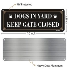 4 Pack Dogs in Yard Please Close Gate Sign, 10×3.5 inches Aluminum Reflective…