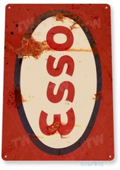 Esso Gas Oil Sign, Gas Station, Garage, Auto Shop, Retro, Rustic Tin Sign A062