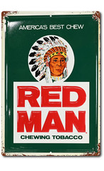 Rust Look Red Man Chewing Tobacco Advertising Farmhouse Decor Country Bar Wall