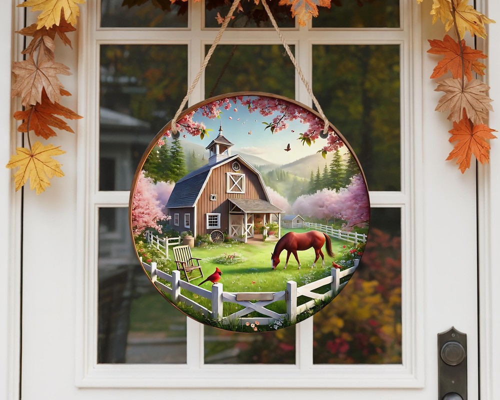 Farmhouse Aluminum Door Sign Barnyard Wreath Indoor Outdoor Durable