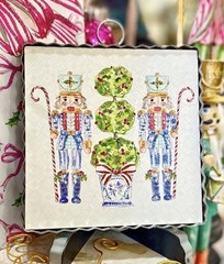 Christmas Blue And White Nutcracker Mini Print Round Top Collection