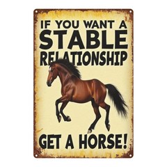 Vintage Metal Horse Sign 8X12 Inches Retro Decor